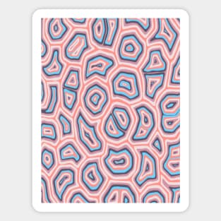 Blue and Coral Groovy Liquid Marble Swirls Magnet